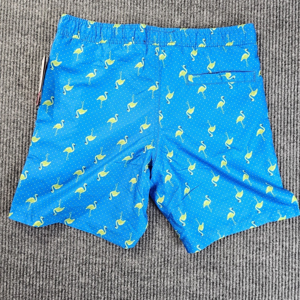 NEW Drill Clothing Co Surf Society Swim Trunks Shorts Blue Flamingo Men Size M - Picture 7 of 8